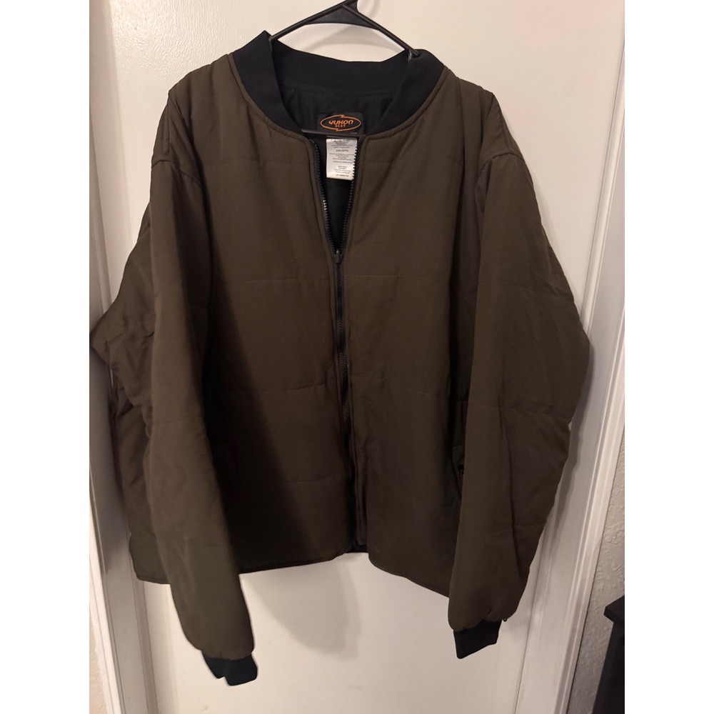 Yukon Gear Mens Insulated Bomber Jacket Olive Green Quilted Full Zip 2XL 3N1-SGB